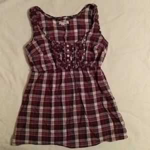 Plaid ruffle tank top